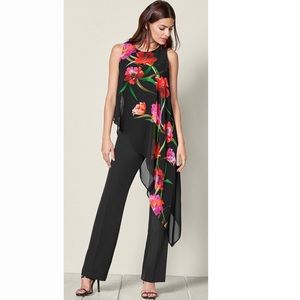 Venus Jumpsuit with Floral Chiffon Overlay